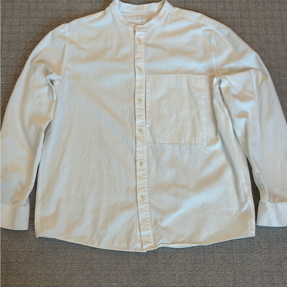 COS White China Collar Button Down Shirt